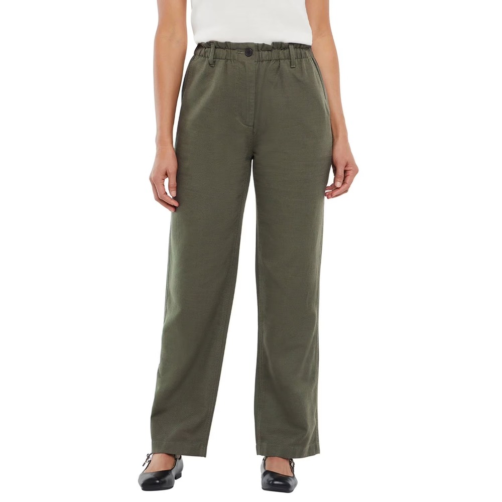 Gap Womens Easy Twill Pant Green High Waisted Straight Leg XL NWT
